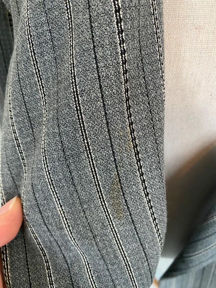 Veste blazer grise à rayures blanches - photo numéro 3