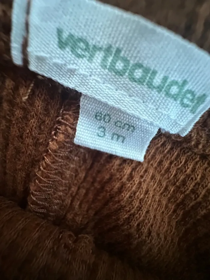 Ensemble Vertbaudet – 3 mois – Haut + short en maille gaufrée – Marron - photo numéro 4