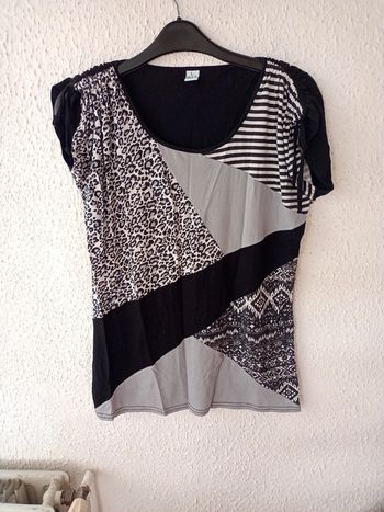 T-shirt à motifs noir/gris