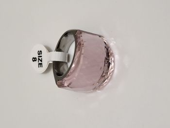 Bague acier inoxydable cristal rose taille 8