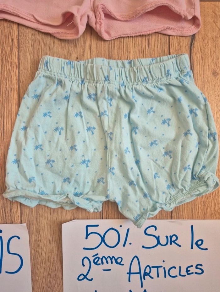 Lot bas fille 12 mois shorts bloomer et Legging pantacourt détente - photo numéro 2