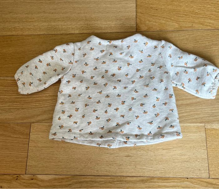 Gilet en coton Cyrillus – 6 mois – Gris clair à petites fleurs - photo numéro 2
