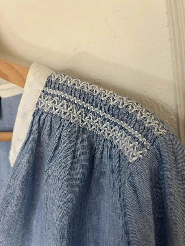 Chemisier chemise Bérénice taille 36 chic bohème bleu et blanc - photo numéro 3
