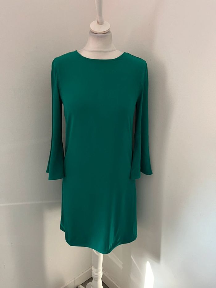 Robe verte manches évasées Sandro S
