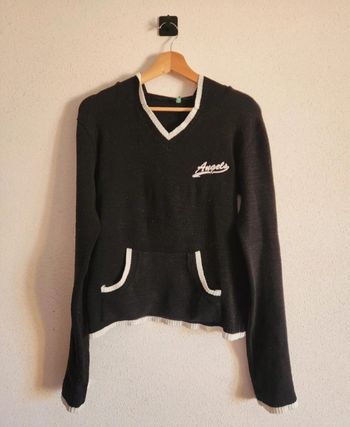 Pull fin à capuche noir & blanc – Taille M – Style casual