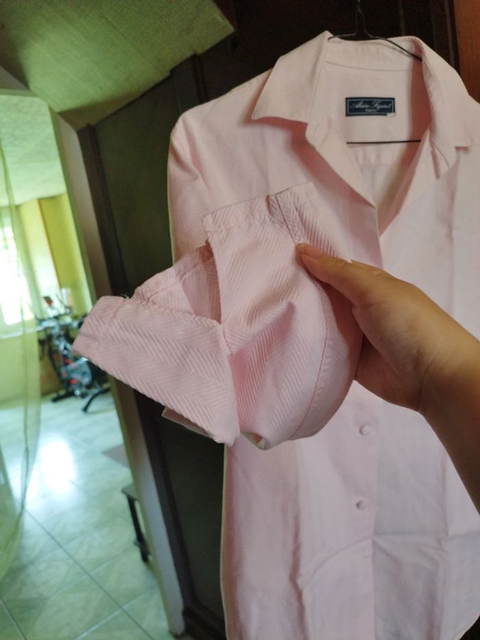 Chemise rose pâle rayures vintage XL/42 y2k - photo numéro 14
