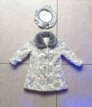 Manteau chic velours avec béret fille - 24 mois