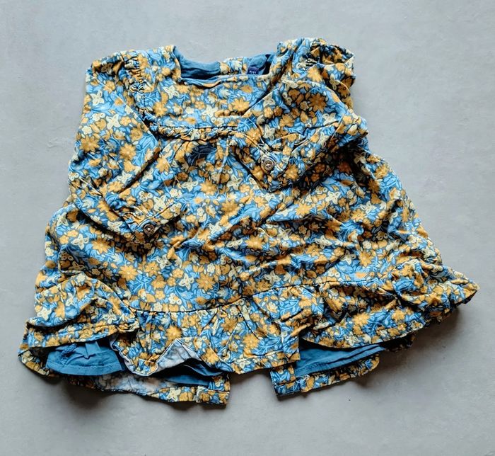 Robe 6 mois fleurie jaune et bleue sergent major