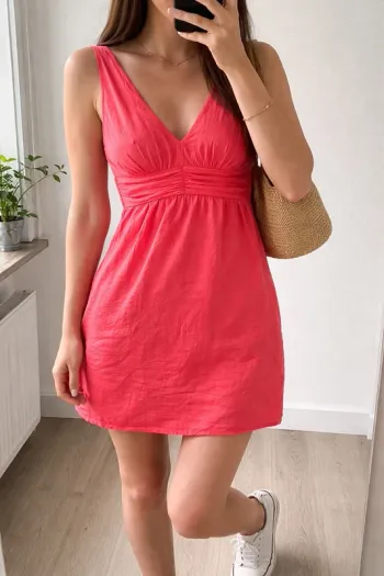 🌸 Robe corail Naf Naf élégante – Coupe flatteuse & finition soignée - taille xs