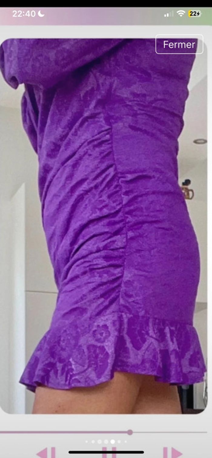 Zara jolie robe à épaulette neuve cœur croisé mauve taille 38 - photo numéro 10