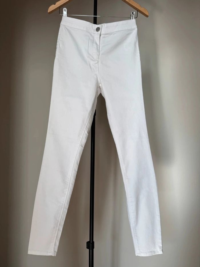 Pantalon type jean skinny blanc élastique 10 Denim