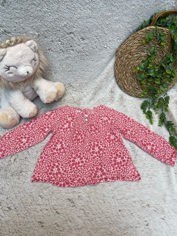 Blouse rose à manche longue fleuris - Obaïbi 