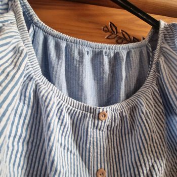 Blouse col bardot bleue rayée 50 neuve sans étiquette