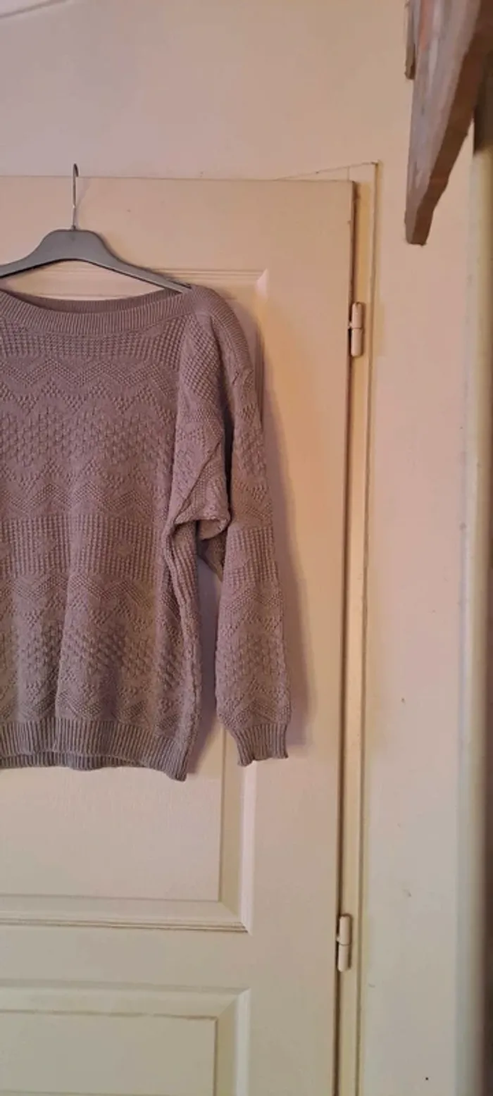 Pull marron clair manches longues - Sans marque - Taille40 - Bon état. - photo numéro 4