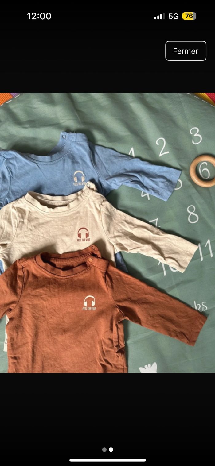 Lot t-shirt manche longue 6 mois - photo numéro 2