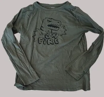🦖 T-shirt garçon dinosaures – 12 ans / 152 cm – Kaki – Très bon état