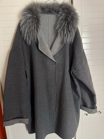 Manteau avec col amovible en zibeline laine et cashmere