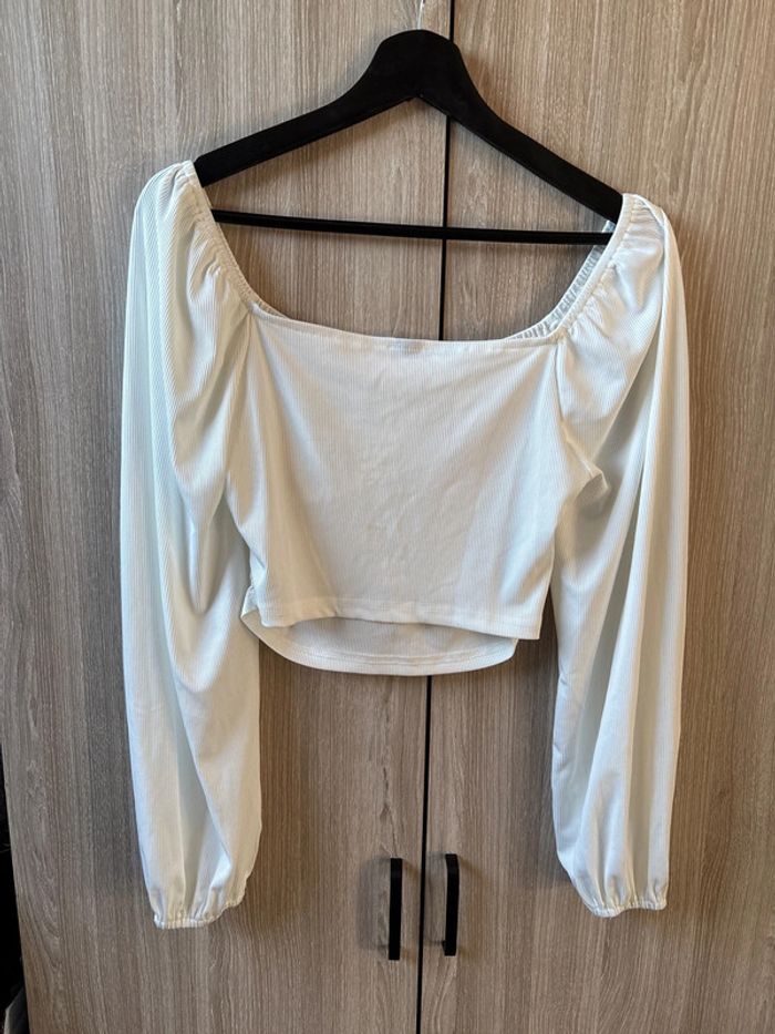 Blouse crop top manches longues blanche Shein - photo numéro 5