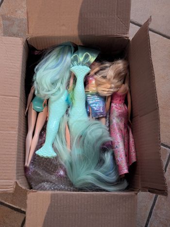 Lot de jouets licorne rose avec barbies fille 