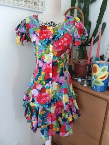 Robe vintage fleurs multicolore René Derhy junior