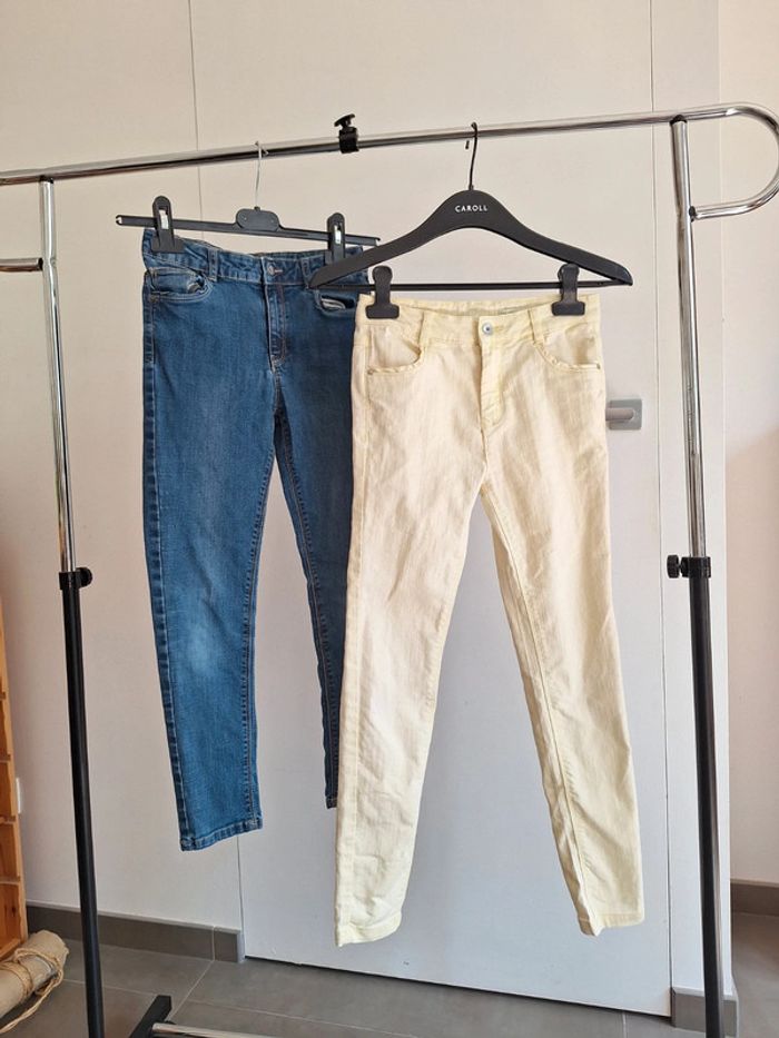 Lot 2 Jean Vertbaudet jaune et bleu enfant fille 10 ans