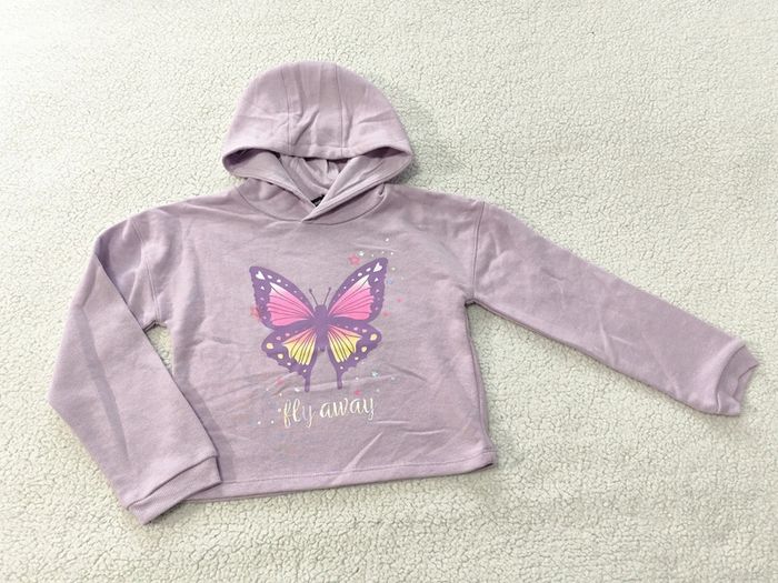 Sweat capuche mauve in extenso 8 ans
