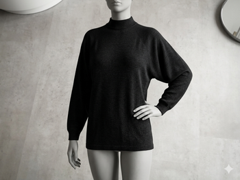 pull col cheminé noir Largeur 56cm,longueur 68cm Kiabi