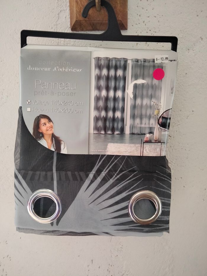 Voilage noir et gris 140x240