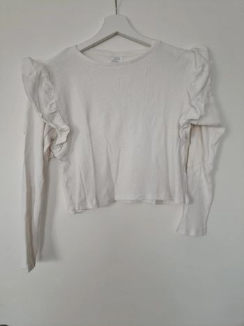 T-shirt à volants blanc 13 / 14 ans Zara
