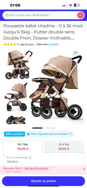Poussette bébé citadine