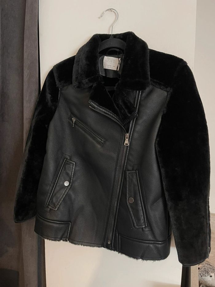 Veste cuir fourrure Zara 11/12 ans