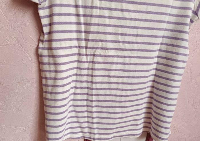 Tee-shirt " Stéréo Maman" rayé blanc  mauve - photo numéro 8