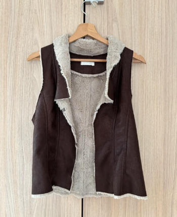 Gilet sans manches marron doublé fausse fourrure beige - Promod – Taille 36/38
