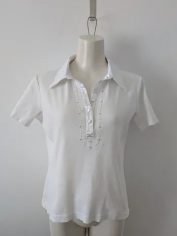 T-shirt polo blanc brodé - G.W. - taille 38