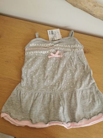 Robe bébé fille 12mois grise et rose dirkje neuve avec étiquette