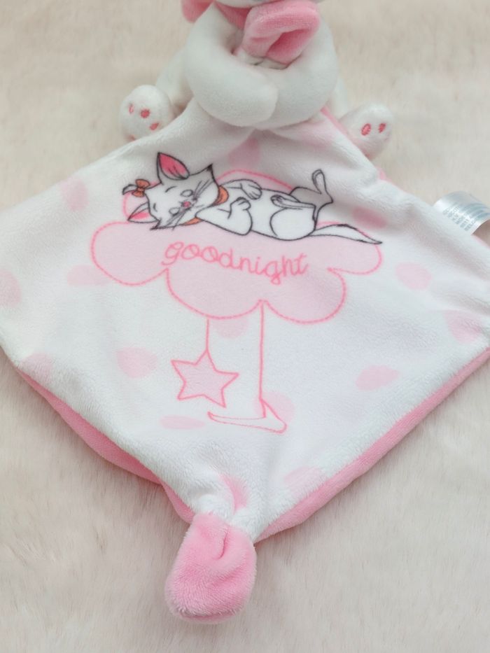 Doudou peluche chat Marie blanc rose Goodnight Disney Nicotoy Simba toys nœud - photo numéro 2