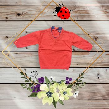 Adorable pull rouge bébé garçon  taille 3 mois