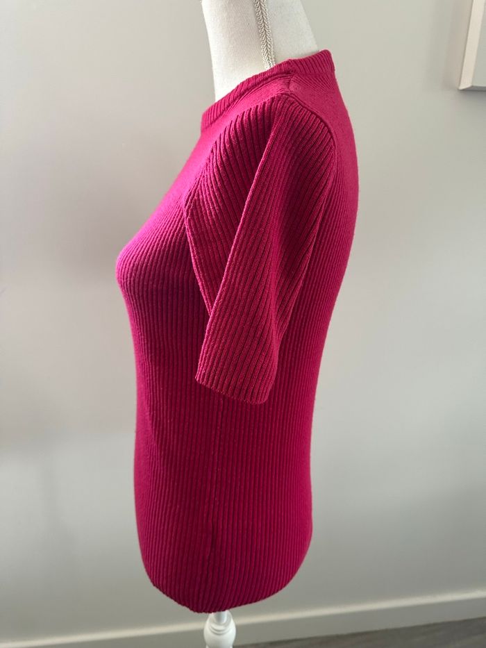 Pull côtelé rose fuchsia à manches courtes Blancheporte vintage T42/44 XL/XXL - photo numéro 3