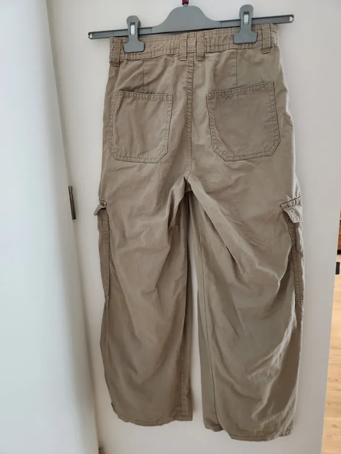 Pantalon jean marron cargo Kiabi Taille 32 XXS - photo numéro 2
