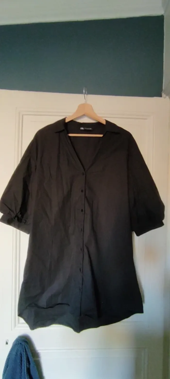 Longue chemise robe extra large noire Zara XS