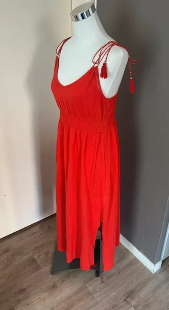 Promod robe longue été rouge orange, taille M/38 - photo numéro 3