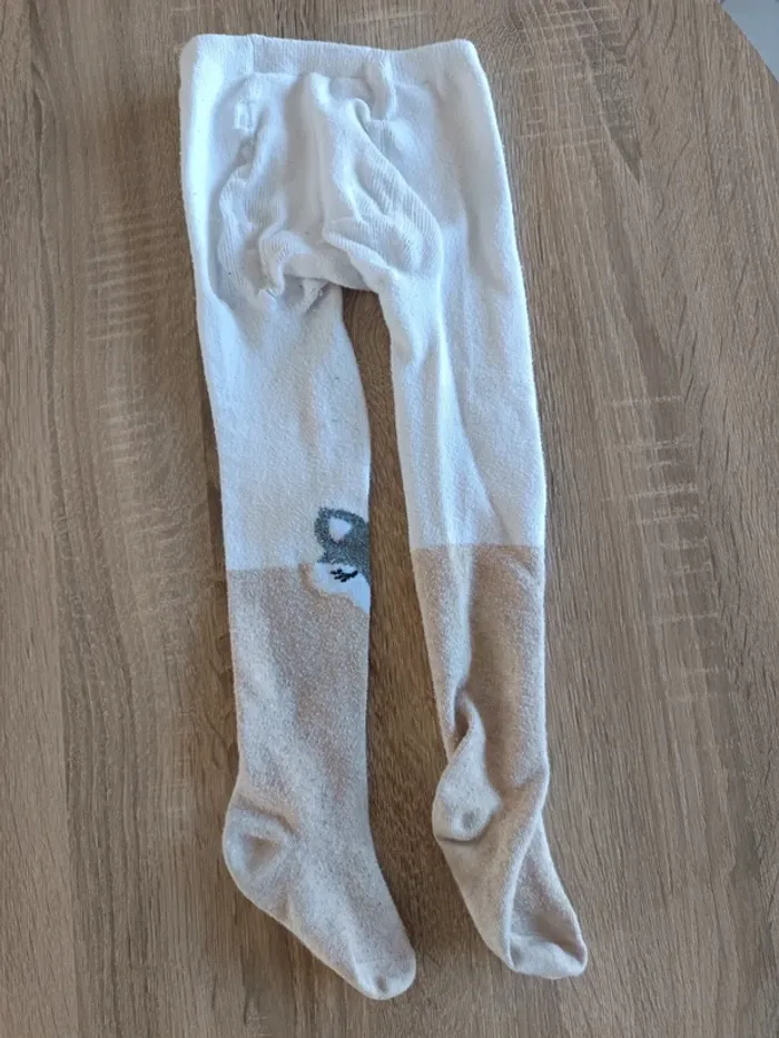 Collants chauds beige gris et blanc loup Chaussexpo fille taille 23/26 - photo numéro 3