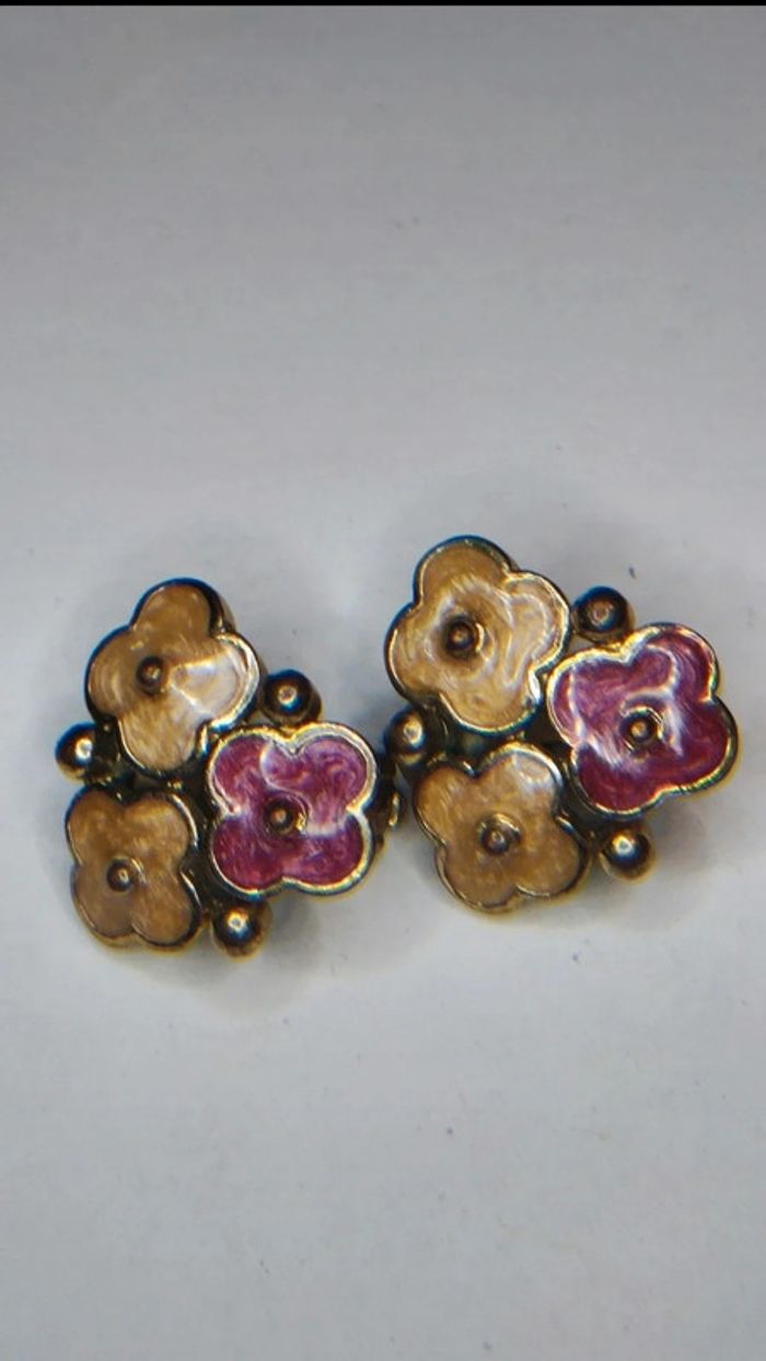 Clips d'oreilles vintage émaillés