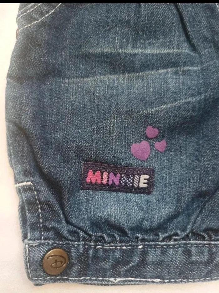 Salopette short en jean brut Disney fille 9 mois - photo numéro 2