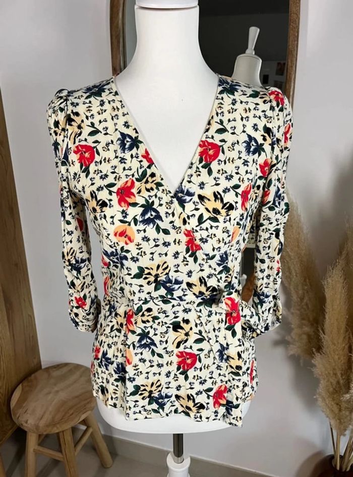 Blouse crème fleurie manches 3/4 Ba&sh - photo numéro 2
