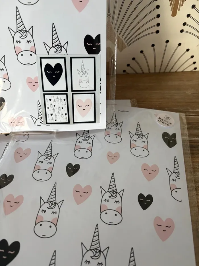Affiches “Licorne & cœurs” pour chambre enfant - photo numéro 2