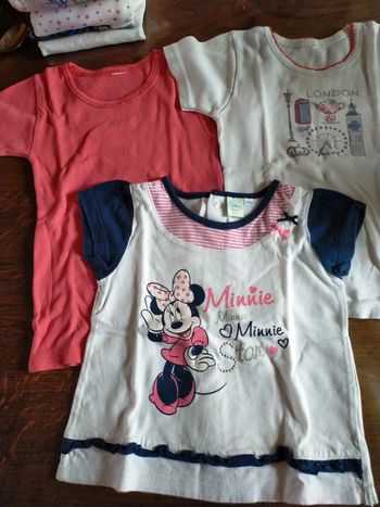 Lot 3 t-shirts rose et blanc 24 mois