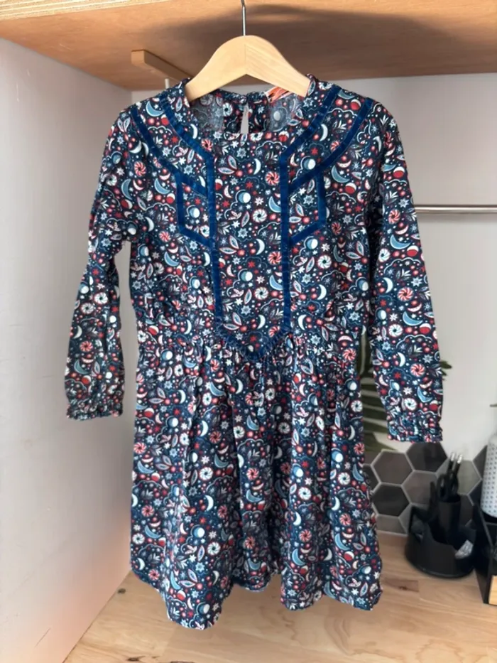 💙 superbe robe en coton à manches longues - TAO - 5 ans - photo numéro 2