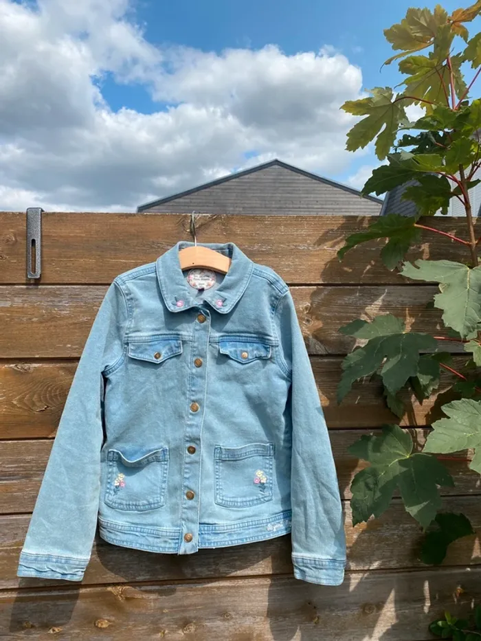 Veste jean fleurs fille 8 ans sergent major - photo numéro 2