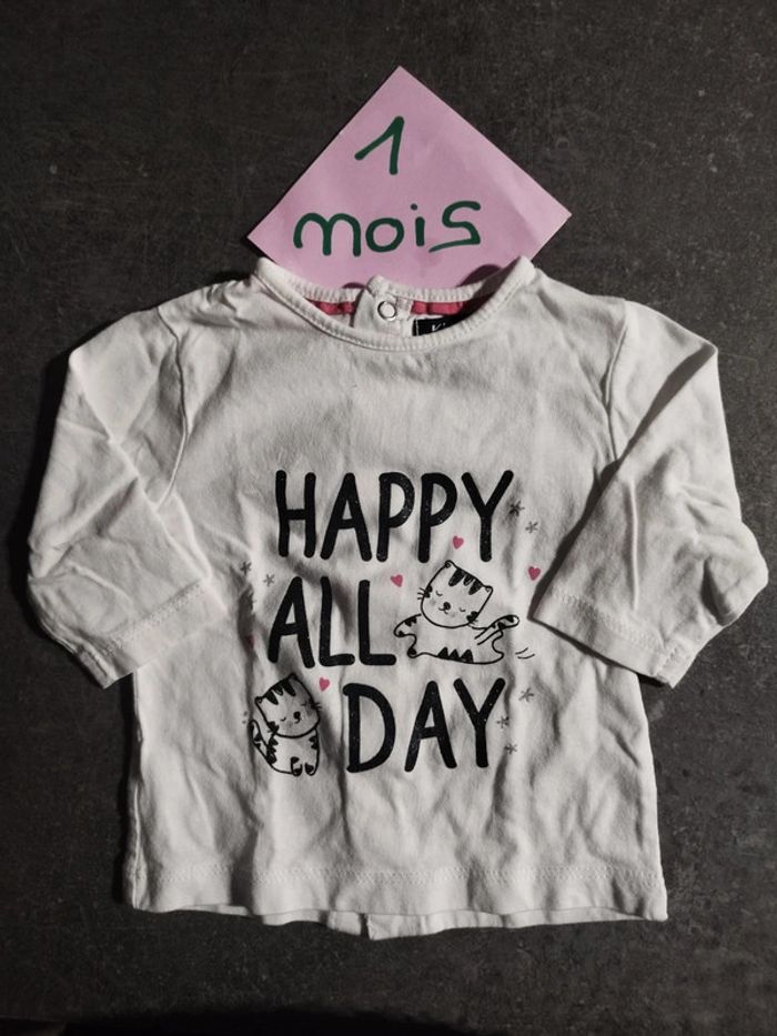 T-shirt "happy all day" 1 mois